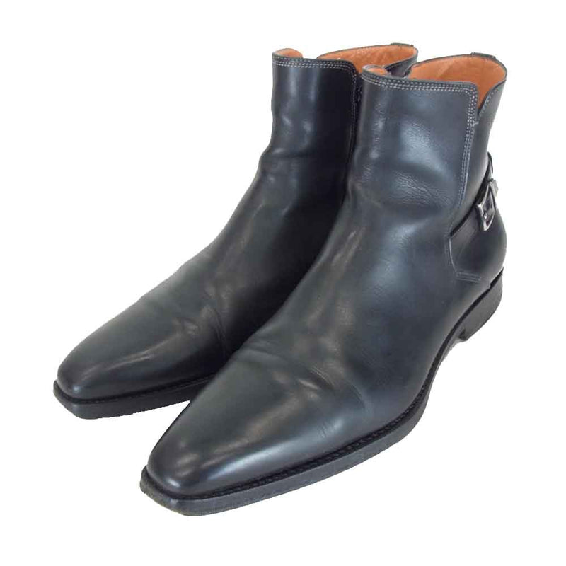 Santoni サントーニ 7662 レザー ショートブーツ ブラック系【中古】