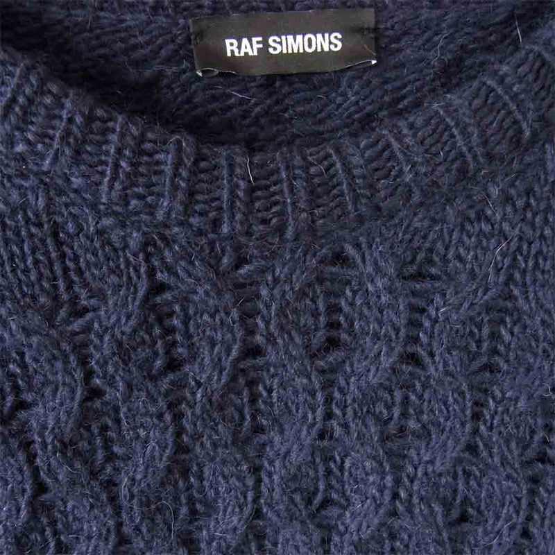 RAF SIMONS ラフシモンズ 19AW バタフライチャーム付き モヘア混 ニット セーター ネイビー系 M【美品】【中古】