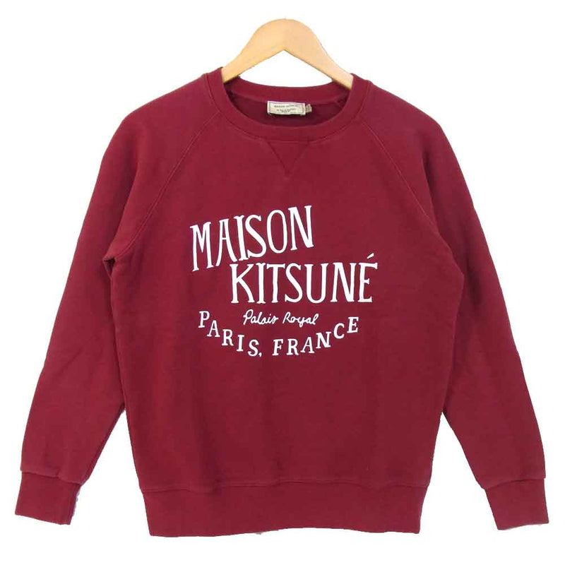 MAISON KITSUNE メゾンキツネ 前V ロゴ スウェット エンジ系 S【中古】