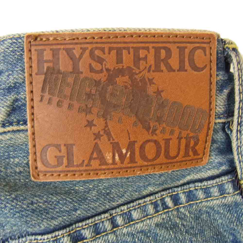 HYSTERIC GLAMOUR ヒステリックグラマー 0253AP19 × NEIGHBORHOOD ネイバーフッド クラッシュ加工 スタッズ  デニム パンツ インディゴブルー系 32【新古品】【未使用】【中古】