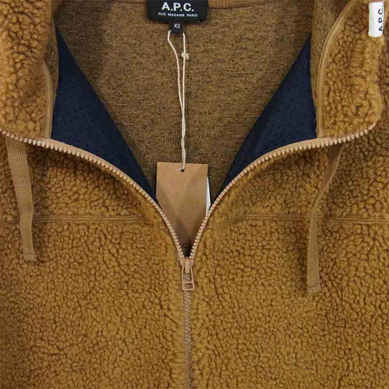 A.P.C. アーペーセー 20AW 24206-1-94041 ボア フリース ジップアップ パーカー ジャケット ブラウン系  XS【新古品】【未使用】【中古】