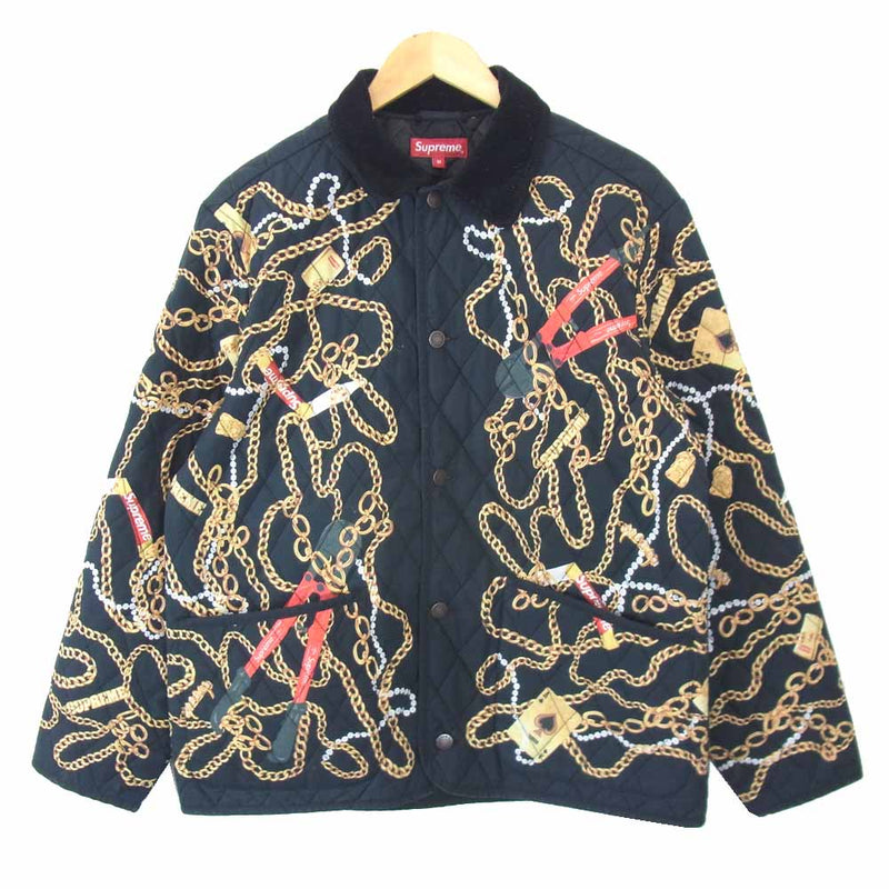 Supreme シュプリーム 20AW Chains Quilted Jacket チェーン キルト ジャケット ブラック系 柄 M【中古】