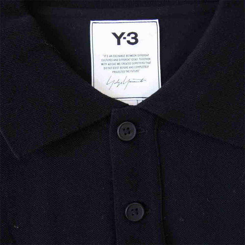 Yohji Yamamoto ヨウジヤマモト Y-3 ワイスリー GK4553 M CLASSIC PIQUE LS POLO クラシック ロゴ 長袖  ポロシャツ ブラック系 XL【美品】【中古】