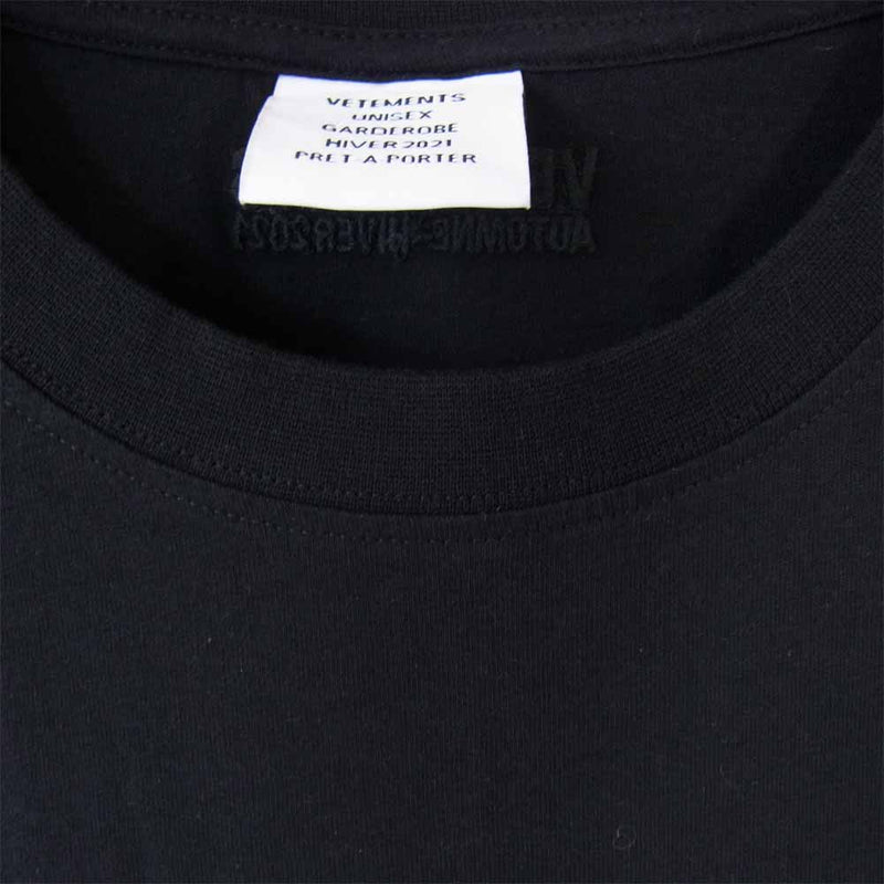 VETEMENTS ヴェトモン 20AW UAH21TR500-M 国内正規品 0,0005 T-shirt ブラック系 L【美品】【中古】