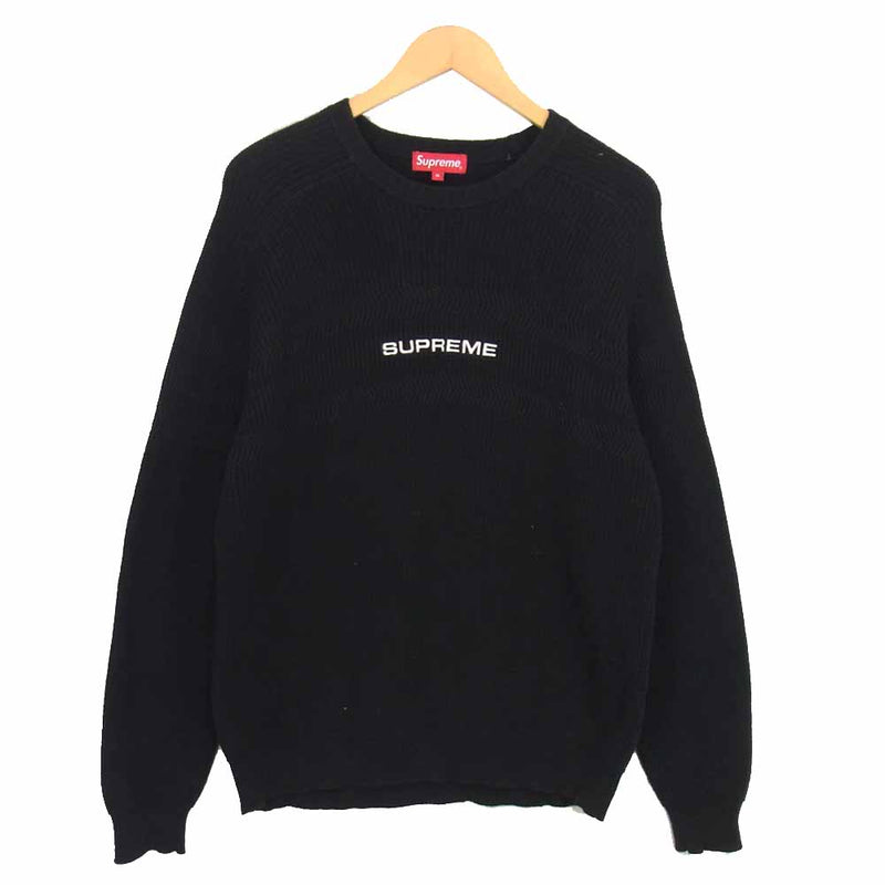 M】Supreme Chest Stripe Raglan Sweater 黒-
