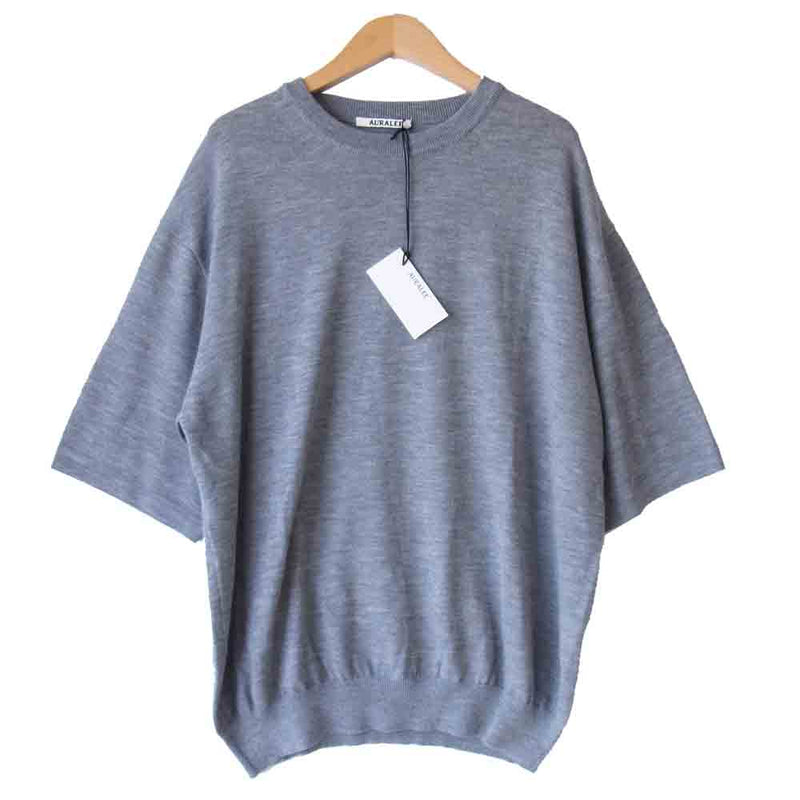 AURALEE オーラリー 21SS A21ST03CT CASHMERE HARD TWIST KNIT TEE ツイスト ニット Tシャツ  グレー系 4【新古品】【未使用】【中古】