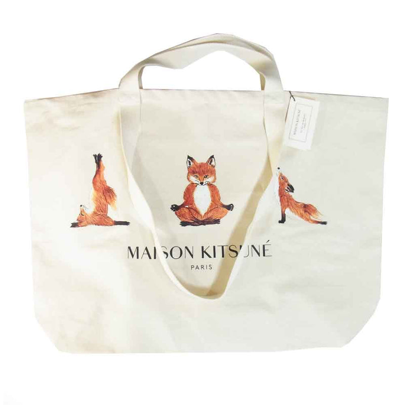 MAISON KITSUNE メゾンキツネ 3 YOGA FOXES トートバッグ ベージュ系