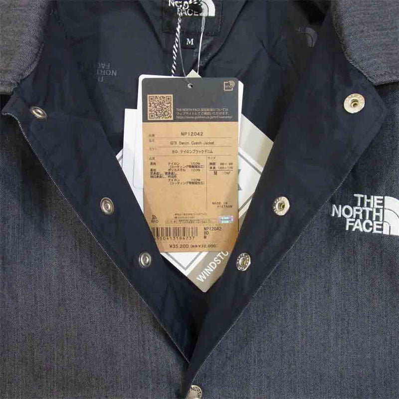 THE NORTH FACE ノースフェイス NP12042 GTX Denim Coach Jacket GTX デニム コーチ ジャケット  ナイロンブラックデニム M【新古品】【未使用】【中古】