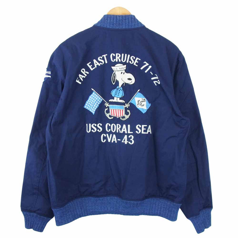 Buzz Rickson's バズリクソンズ BR14821 × PEANUTS ピーナッツ SNOOPY TOUR JACKET スヌーピー ツアー  ジャケット ネイビー系 42【新古品】【未使用】【中古】