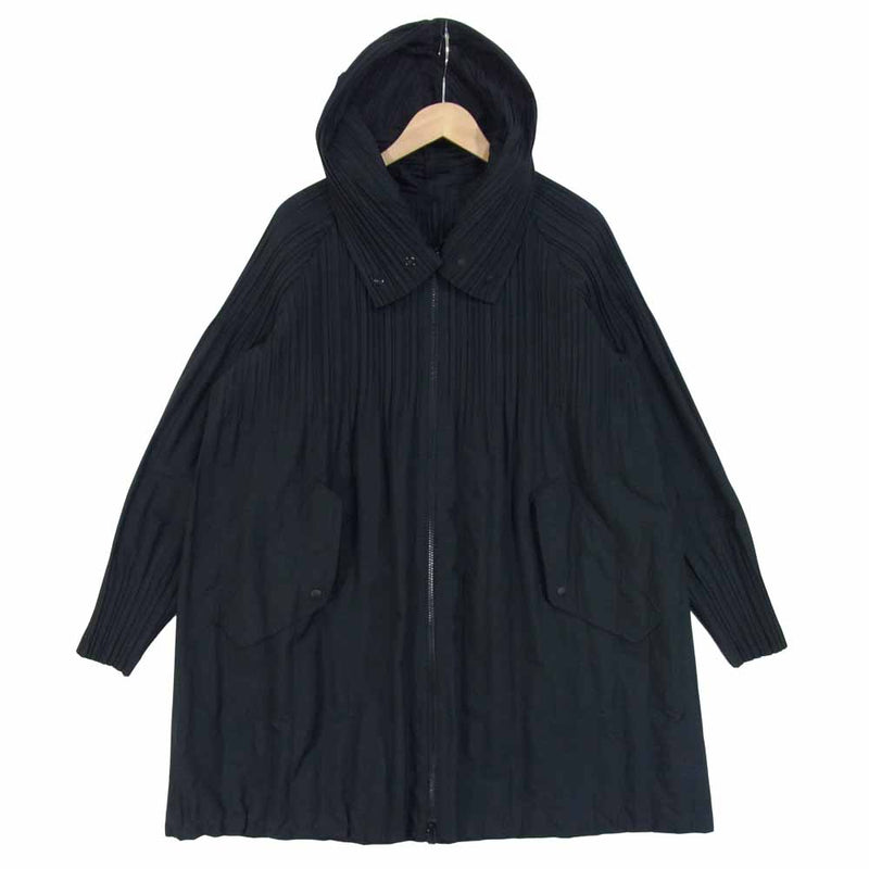 PLEATS PLEASE プリーツプリーズ PP51-ZA882 ISSEY MIYAKE イッセイミヤケ JAUNTY COAT プリーツ加工  フーデッド コート ブラック系 4【中古】