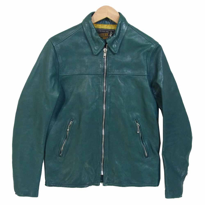 HYSTERIC GLAMOUR ヒステリックグラマー 15AW 0253LB02 ラムレザー シングル ライダース グリーン系 S【中古】