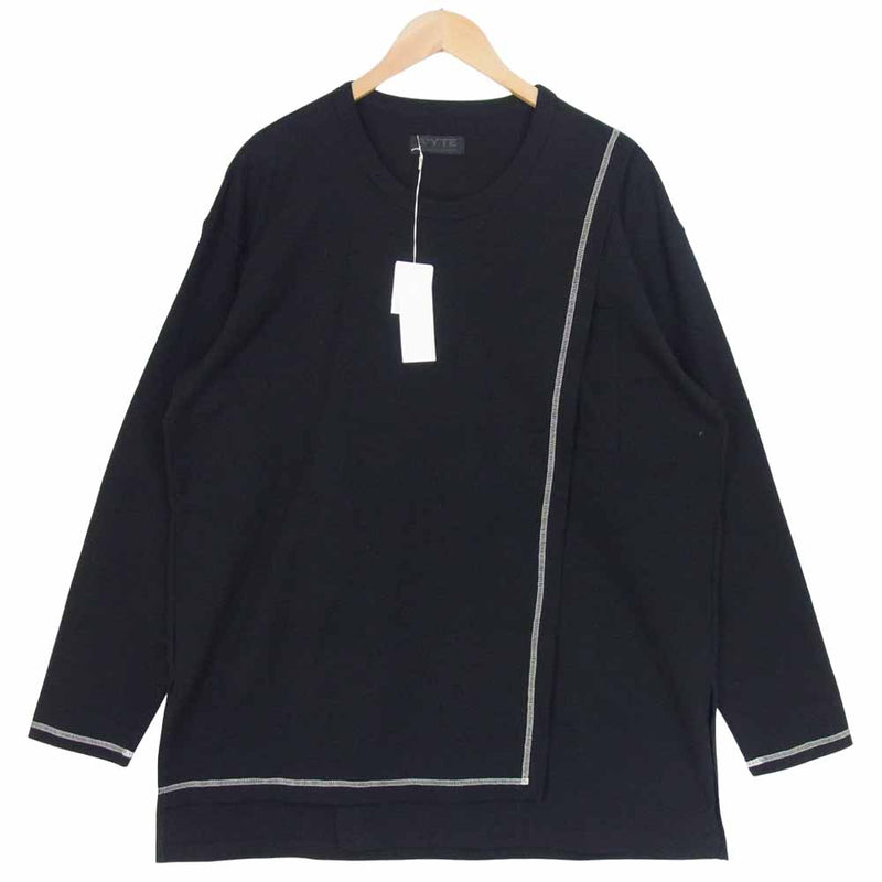 Yohji Yamamoto ヨウジヤマモト UB-T49-018-2 S'YTE サイト ハーフレイヤード ラップ カットソー ポケット Tシャツ  ブラック系 3【新古品】【未使用】【中古】