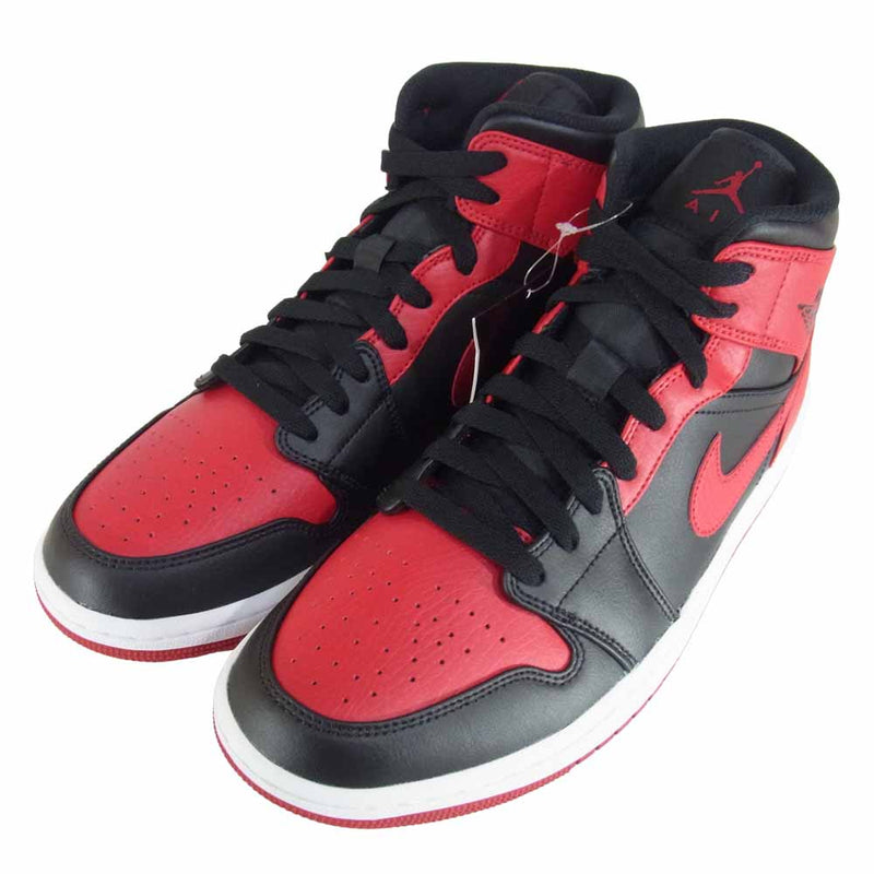 NIKE ナイキ 554724-074 AIR JORDAN 1 MID BRED エアジョーダン 1 ミッド ブレッド 黒赤系  US9【新古品】【未使用】【中古】