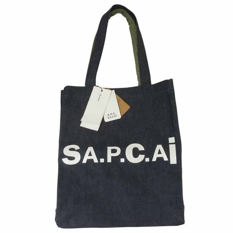 Sacai サカイ A.P.C. アーペーセー Holly デニム ナイロン リバーシブル トート バッグ インディゴブルー系  カーキ系【新古品】【未使用】【中古】