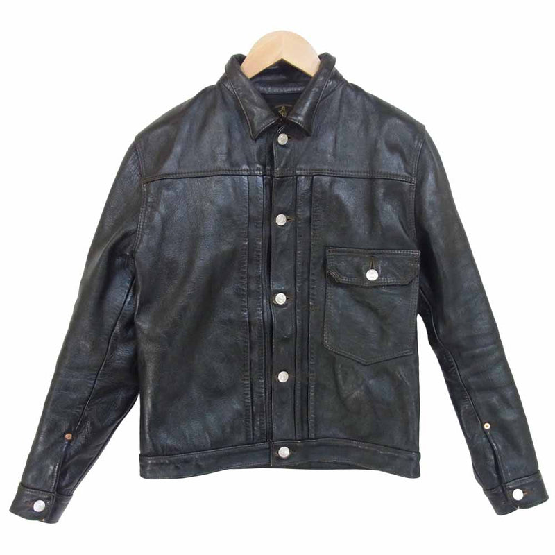 HIGH LARGE LEATHERS ハイラージレザー Oklahoma City オクラホマ シティ ホースハイド レザー ジャケット ブラック系  38【中古】