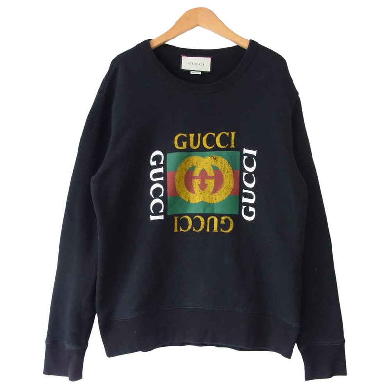 極美品】GUCCI スウェット ロゴ プリント ヴィンテージ加工 グッチ-