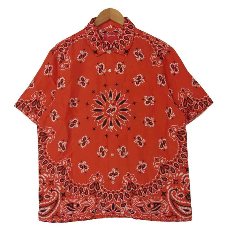 Supreme シュプリーム 21SS Bandana Silk S/S Shirt バンダナ シルク 半袖 シャツ レッド系  L【新古品】【未使用】【中古】