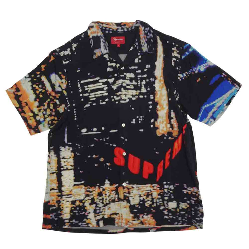 Supreme シュプリーム 20SS City Lights Rayon S/S Shirt 総柄 レーヨン 半袖 開襟 シャツ ブラック系  マルチカラー系 L【中古】