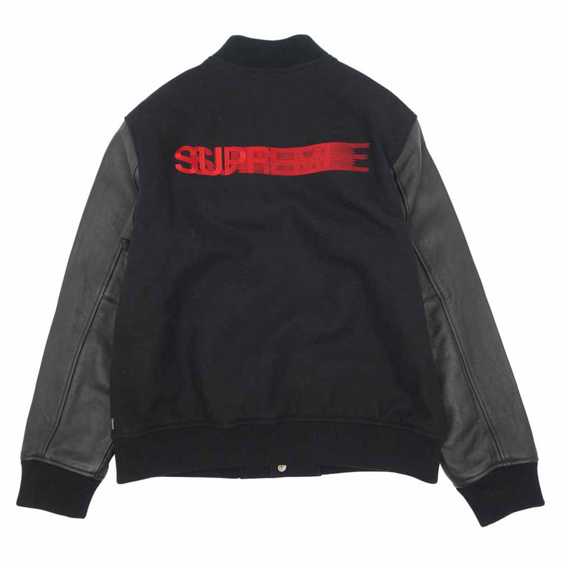 Supreme シュプリーム 18AW Motion Logo Varsity Jacket モーション ロゴ バーシティ スタジアム ジャケット  スタジャン ブラック系 L【美品】【中古】