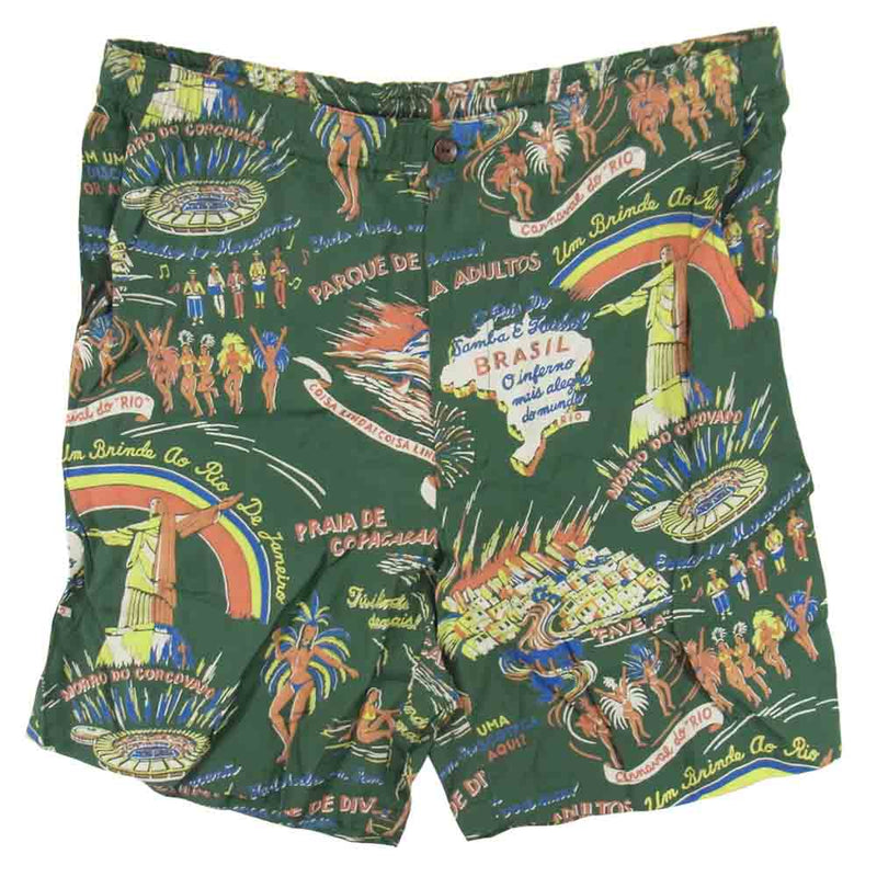 WACKO MARIA ワコマリア 14SS BRASIL ALOHA PNT ブラジル アロハ ショーツ グリーン系 L【中古】