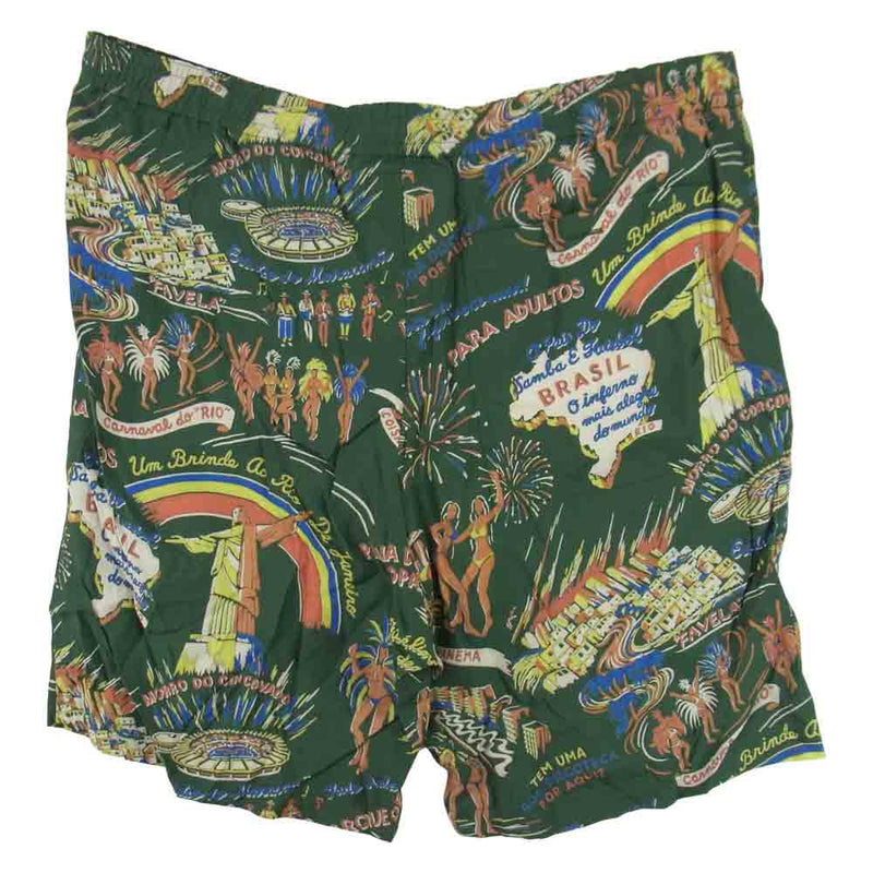 WACKO MARIA ワコマリア 14SS BRASIL ALOHA PNT ブラジル アロハ ショーツ グリーン系 L【中古】