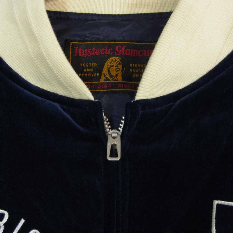 HYSTERIC GLAMOUR ヒステリックグラマー 0233AB06 NASHVILLE ベロア スーベニア ジャケット ネイビー系 L【中古】