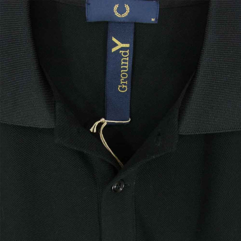 Yohji Yamamoto ヨウジヤマモト GroundY × FRED PERRY フレッドペリー GN-T29-043 ロング丈 オーバーサイズ  ポロシャツ ブラック系 M【新古品】【未使用】【中古】