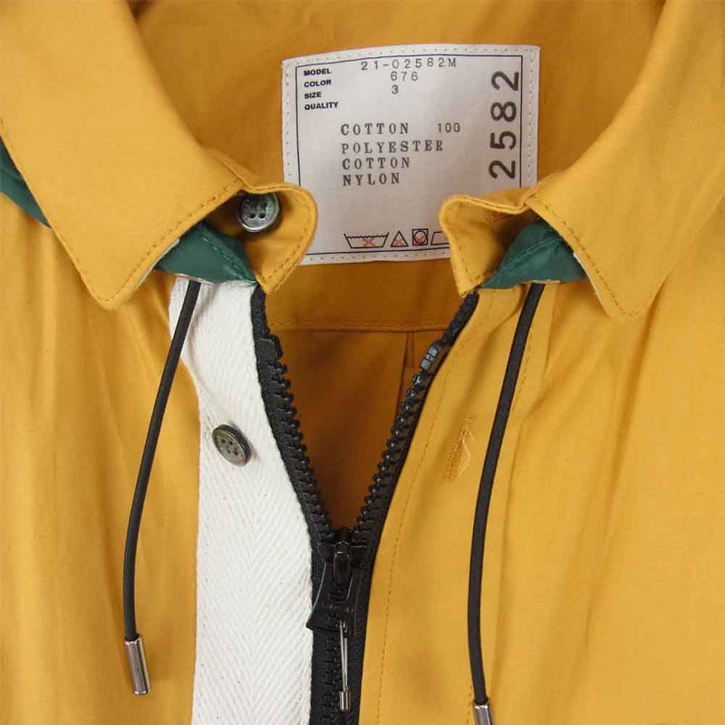 Sacai サカイ 21AW 21-02582M　 Cotton Poplin Shirt コットン ポプリン シャツ ジャケット マルチカラー系  3【新古品】【未使用】【中古】