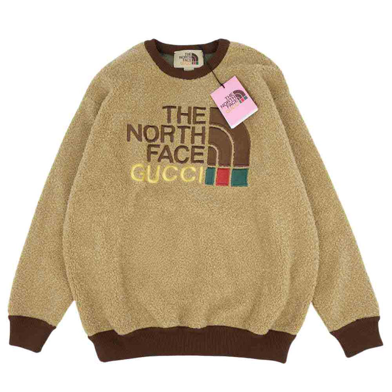 GUCCI グッチ 21SS 644662 THE NORTHFACE ノースフェイス 国内正規品 ロゴ フェイクファー スウェット  ブラウン系【極上美品】【中古】