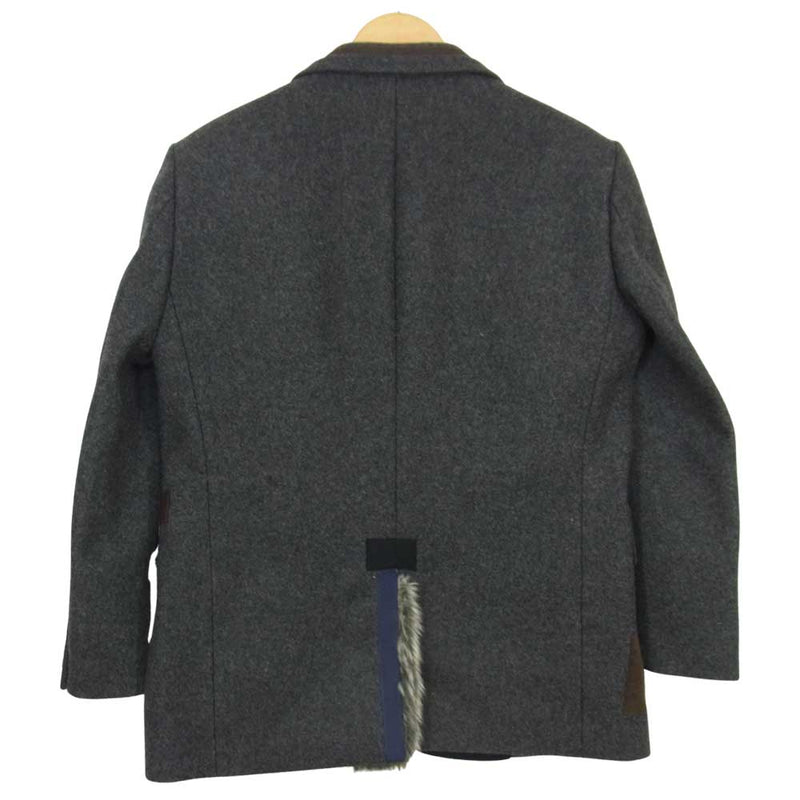 kolor カラー 17AW 17WCM-J05109 ファー付 切替 テーラード ジャケット グレー系 5【美品】【中古】