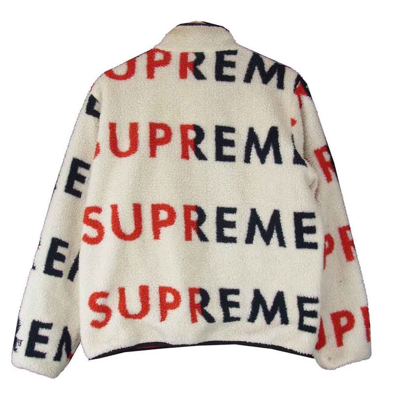 Supreme シュプリーム 18AW Reversible Logo Fleece Jacket リバーシブル ロゴ フリース レッド系  オフホワイト系 M【中古】