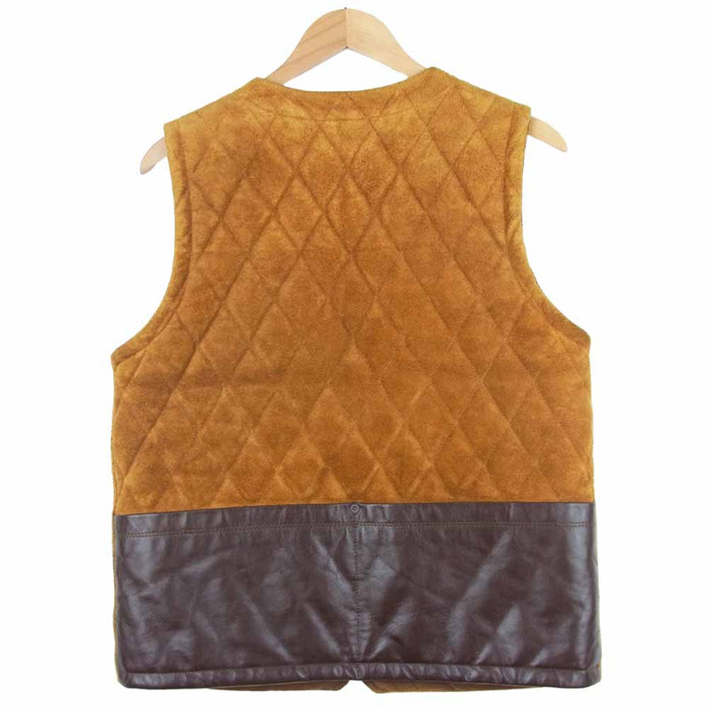 GERUGA ゲルガ GR-V-14 QUILTING SHELL VEST SUEADE スエード レザー ベスト ブラウン系 4【中古】