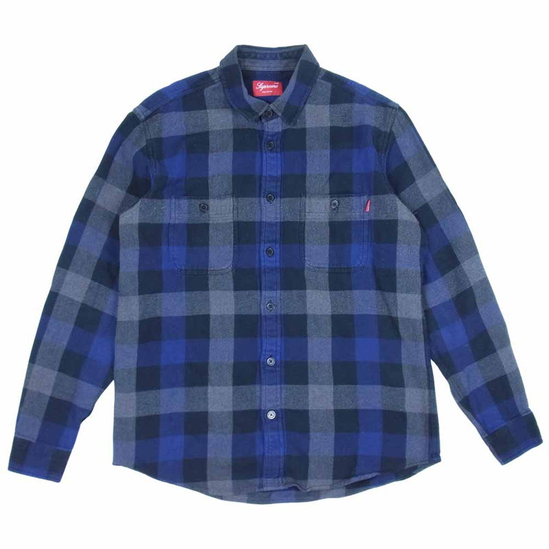 Supreme シュプリーム heavyweight flannel shirt ヘビーウェイト フランネル シャツ ブルー系 L【中古】