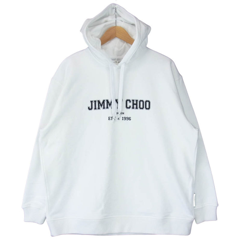 JIMMY CHOO ジミーチュウ JC COLLEGE HOODIE カレッジ ロゴ パーカー ホワイト系 S【新古品】【未使用】【中古】