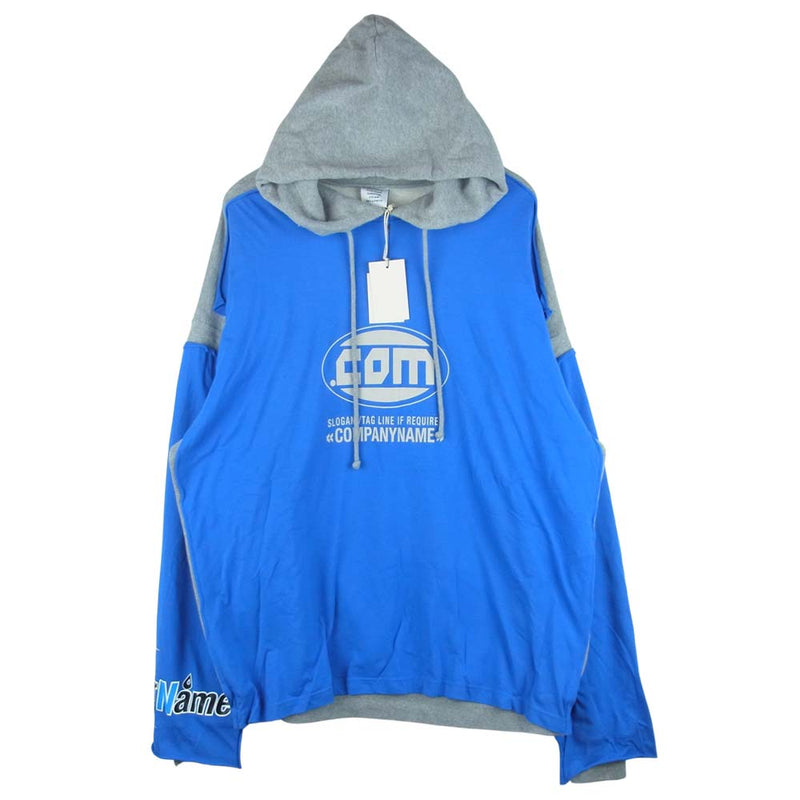 VETEMENTS ヴェトモン 19SS MSS197098 Pached Plain Hoddie レイヤード ドッキング プルオーバー パーカー  ブルー系 グレー系 XL【新古品】【未使用】【中古】