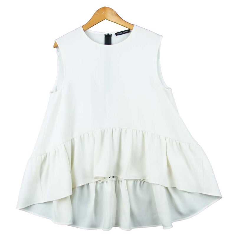 YOKO CHAN ヨーコチャン 18SS YCB-118-095 NO SLEEVE HEM GATHERED BLOUSE ノースリーブ  クティアード ブラウス オフホワイト系 36【中古】