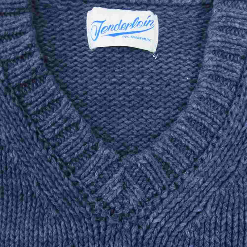 TENDERLOIN テンダーロイン V-NECK COTTON KNIT Vネック ニット セーター ブルー ネイビー系 L【中古】