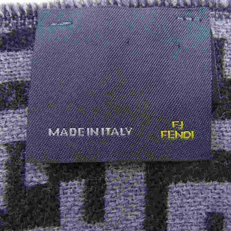 FENDI フェンディ イタリア製 ズッカ ロゴ モノグラム ウール マフラー グレー系【中古】