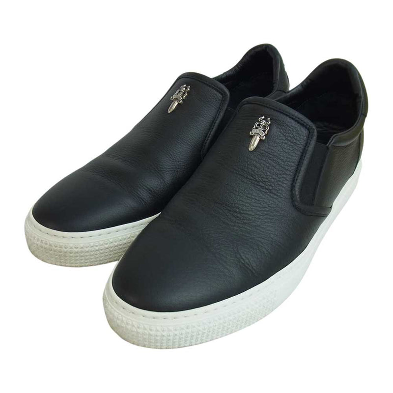 CHROME HEARTS クロムハーツ（原本無） SLIP ON CH PLS PTCH CHプラス レザーパッチ ダガー スリッポン ブラック系  43【中古】