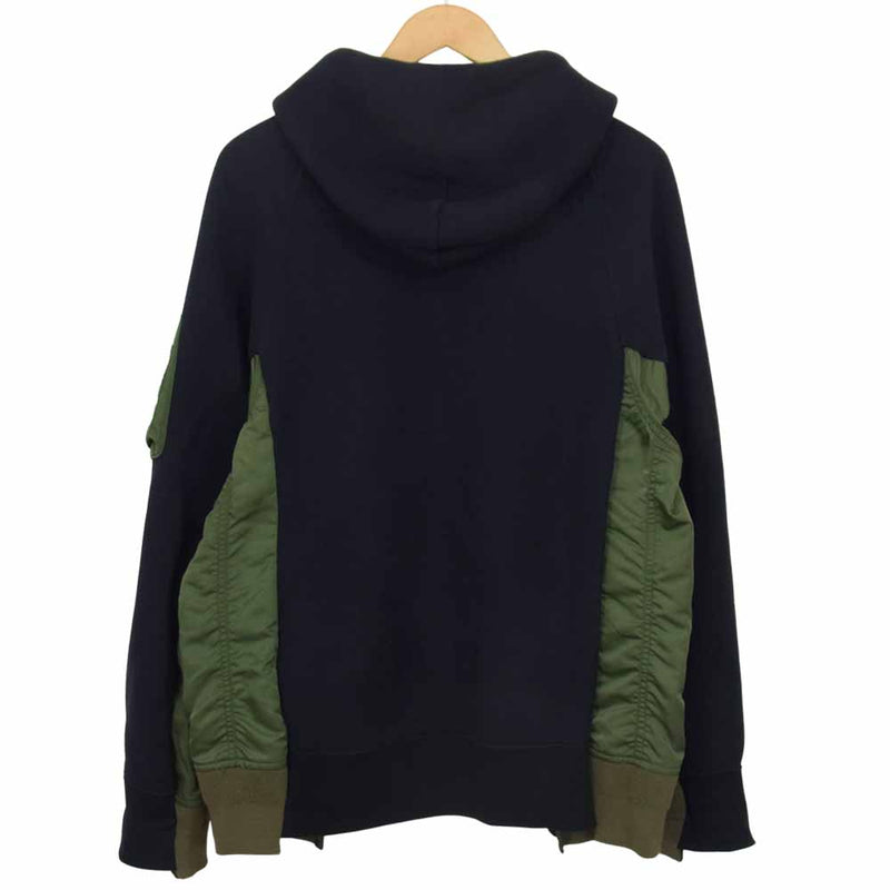 Sacai サカイ 20AW SCM-036 Sponge Sweat MA-1 Zip Hoodie ドッキング