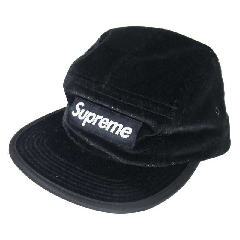 配送員設置 supreme ブラック ベロア素材キャップ キャップ