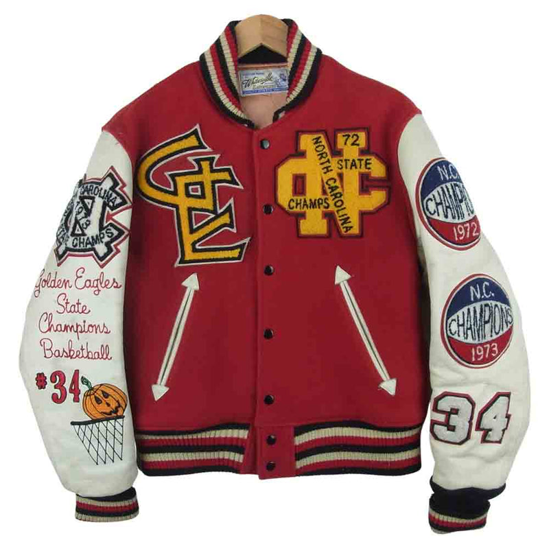 WHITESVILLE ホワイツビル WV10286/287 WOOLMELTON AWARD JACKET フルデコ スタジャン レッド系  ホワイト系 38【中古】