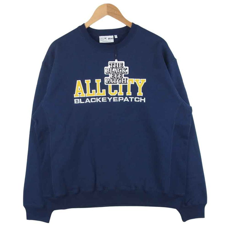 ブラックアイパッチ BEPFW21TP02 ALL CITY CREW SWEAT クルーネック スウェット ネイビー系 L【新古品】【未使用】【中古】