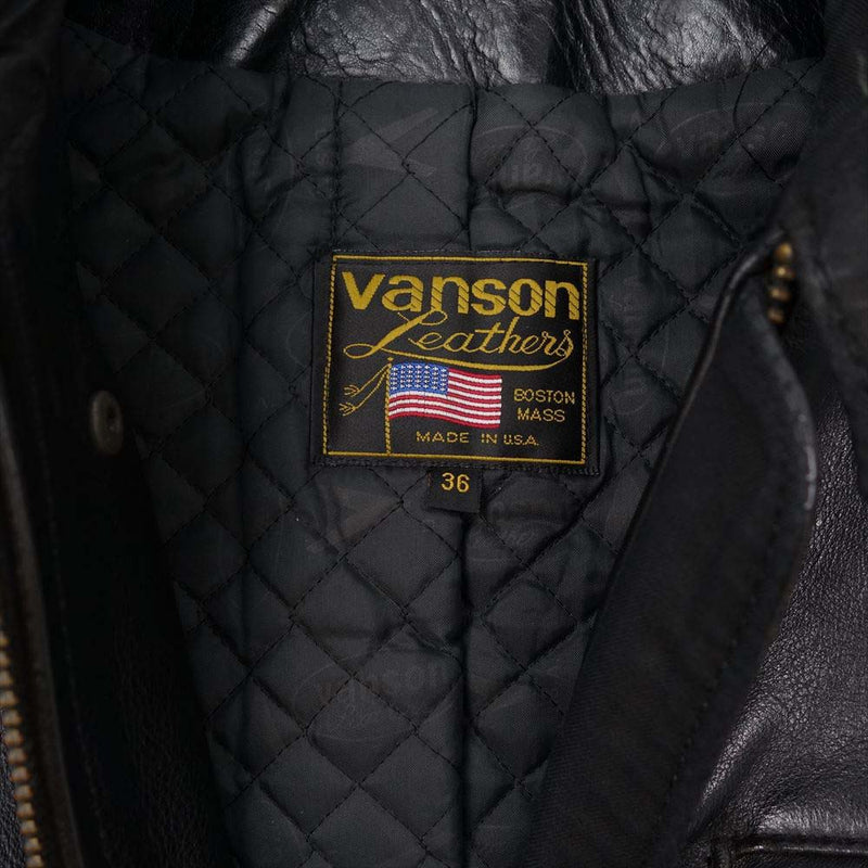 VANSON バンソン TYPE-B シングル ライダース ジャケット ブラック系 36【中古】