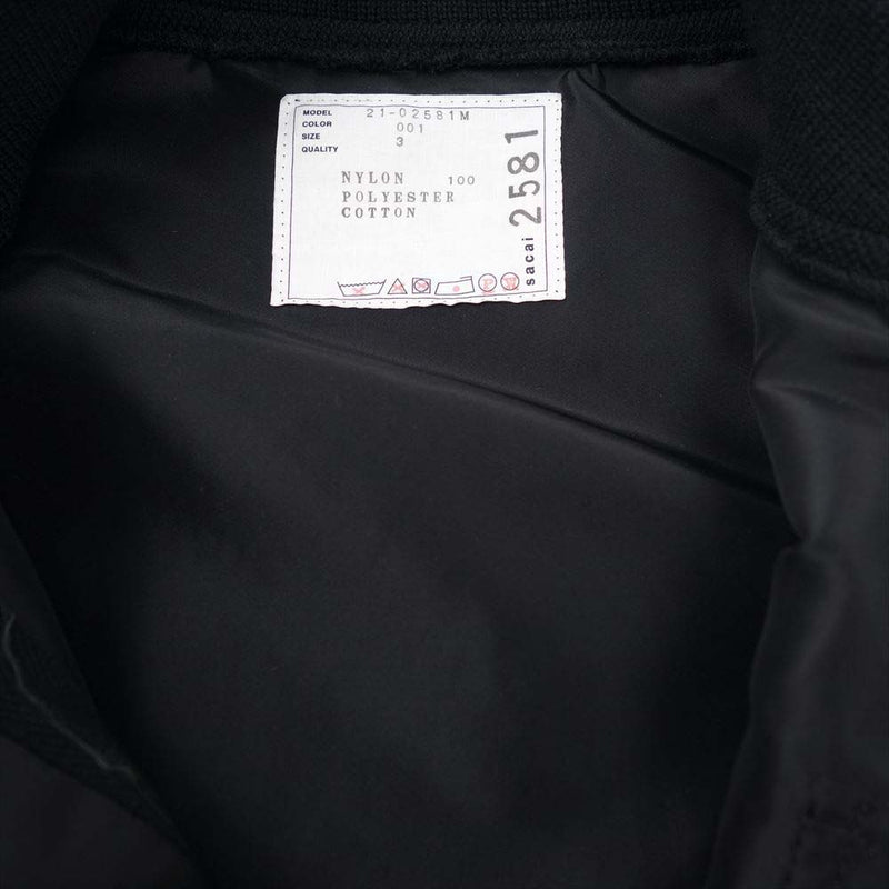 Sacai サカイ 21AW 21-02581M Nylon Twill Blouson ナイロンツイル MA-1 ブルゾン ブラック系  3【美品】【中古】