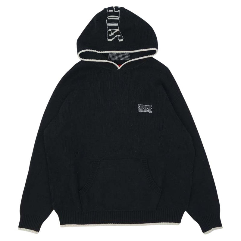 Supreme シュプリーム 21AW 2-Tone Hooded Sweater フーデッド プルオーバー ニット パーカー ブラック系【中古】