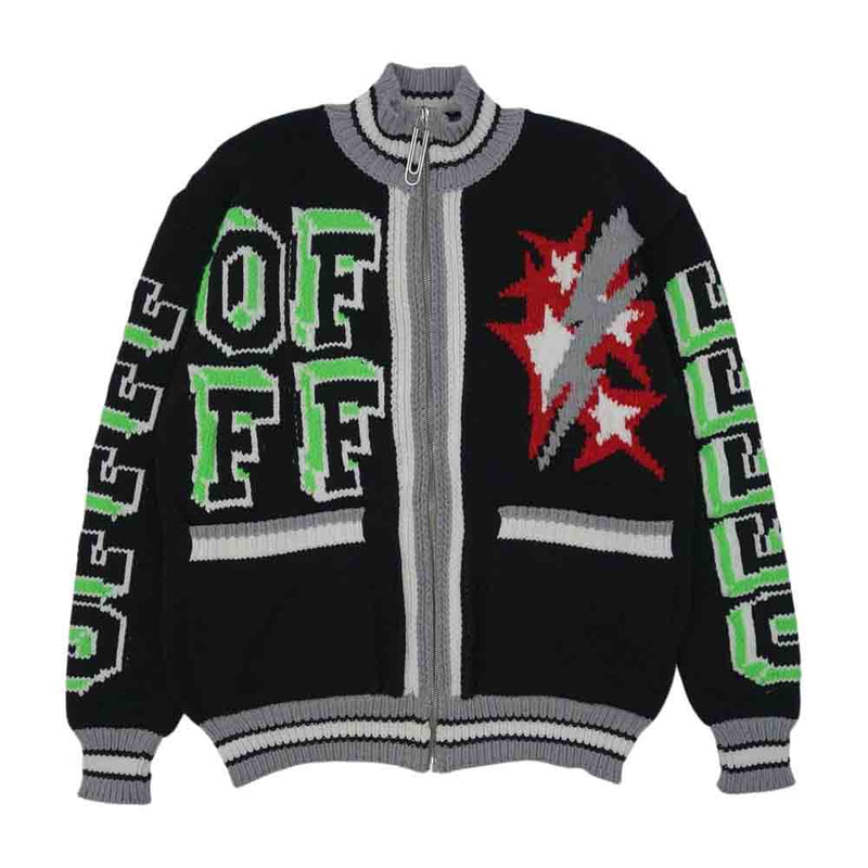 OFF-WHITE オフホワイト 21SS OMHA107R21KNI001 KNIT BOMBER JACKET ニット ボンバージャケット  ブラック系 マルチカラー系 S【新古品】【未使用】【中古】