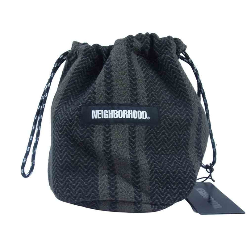 NEIGHBORHOOD ネイバーフッド 21SS 201TQNH-CG01S WEAVING POUCH / C-LUGGAGE 巾着 ポーチ  OLIVEDRAB【新古品】【未使用】【中古】