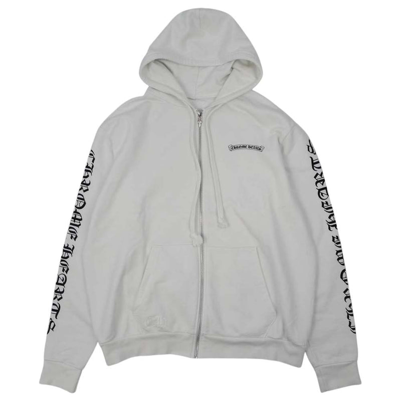 CHROME HEARTS クロムハーツ（原本無） スクロールラベル ダガージップ プリント パーカー ホワイト系 L【中古】