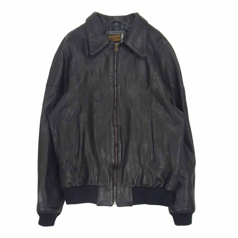 HYSTERIC GLAMOUR ヒステリックグラマー 02203LB04 野口強 コラボ レザージャケット ブルゾン ブラック系 L【中古】